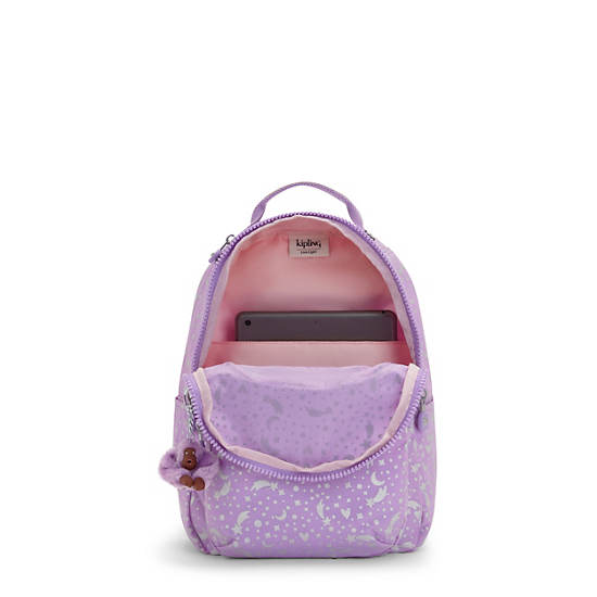 Kipling Seoul Small Printed Tablet Rugzak Paars | NL 1602IL